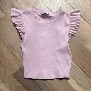 Zara Pink Ruffled Sleeve Tank Top
